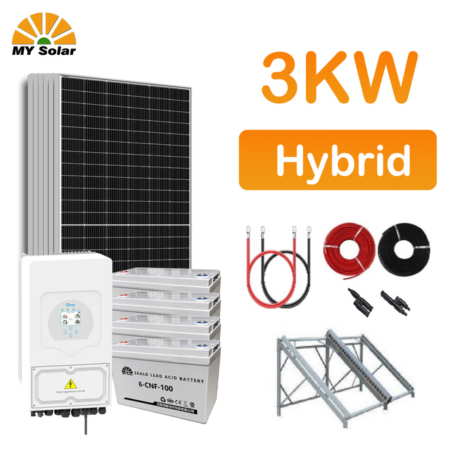 Sử dụng tại nhà Hệ thống điện năng lượng mặt trời lai 3kw 3000W Hệ thống bảng quang điện